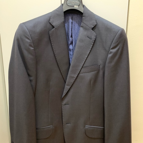 100% Wool Mens Steel Blue Suit-38S & Pants-32x30